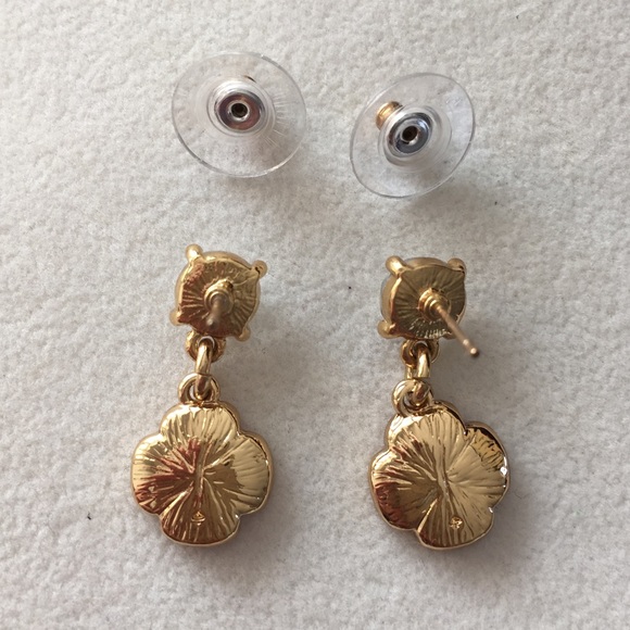 NWT Kate Spade Bougainville Drop Dangle Pierced Earrings- Pink Enamel Crystals. - Picture 4 of 8